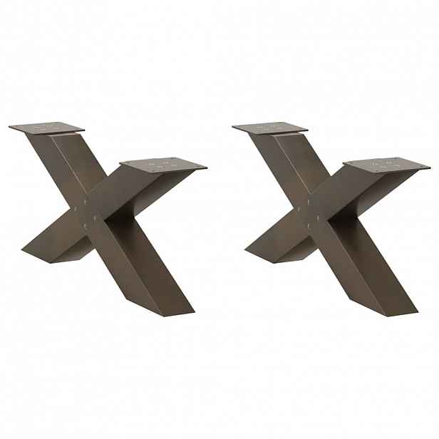 vidaXL Nohy konferenčního stolku ve tvaru X, 2 ks, přírodní ocel, 70 x (30-31) cm, ocel