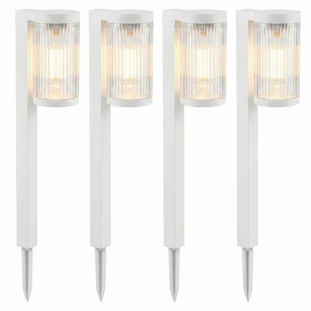4x Solární Lampa Led lampa Zahradní zapichovací sloupek Snímač soumraku Ryflovaný