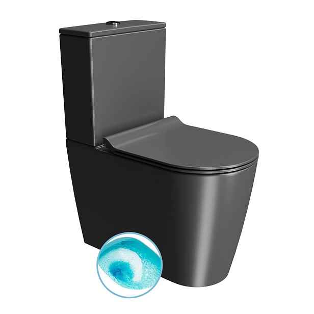 GSI KUBE X WC kombi, Swirlflush, spodní/zadní odpad, černá dual-mat