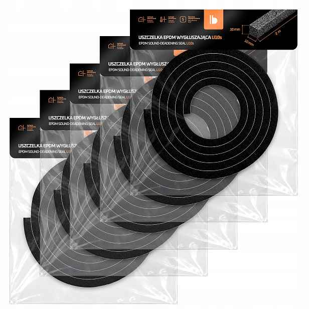 Gumové těsnění typ U 10×10mm Epdm samolepicí, černé, pro dveře oken 2 m