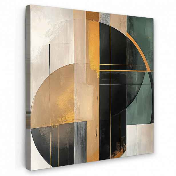 MuchoWow OBRAZ NA PLÁTNĚ Abstraktní - Zlato - Bronz - Zelená - Tvary - Moderní 50x50 cm
