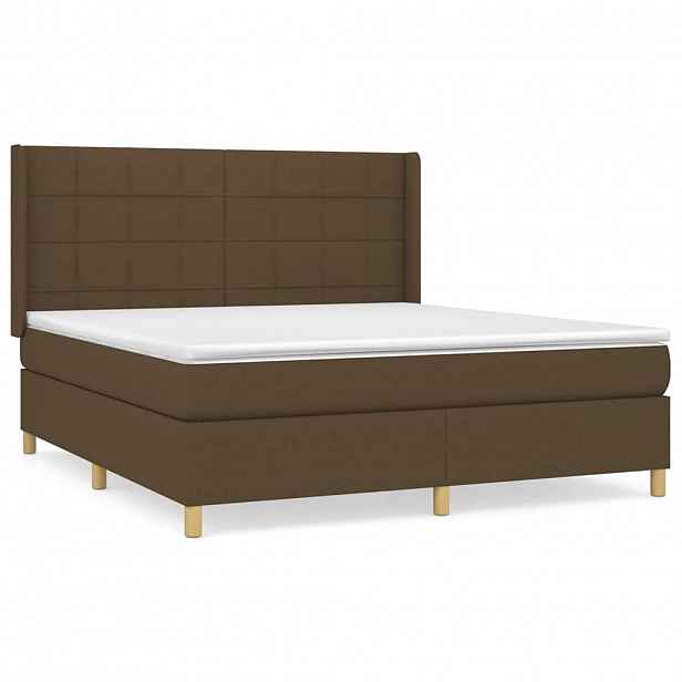vidaXL Box spring postel s matrací tmavě hnědá 160x200 cm textil