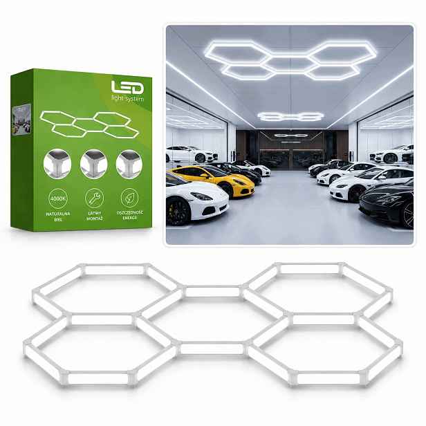 Led lampa Hexagon Panel Osvětlení Dílna Garáž Dům 208x300 cm 6500K