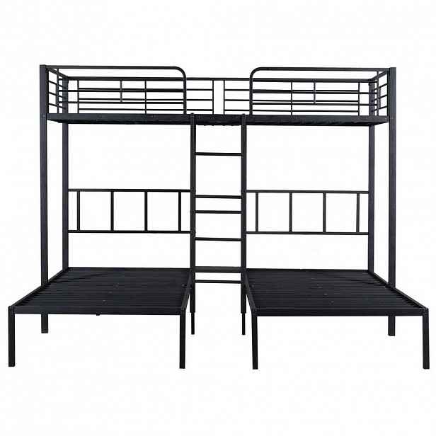 Redom PALANDA 227/205,5/170 cm pro 3 osoby s bezpečnostním zábradlím, žebříkem a odkládací deskou, Černá