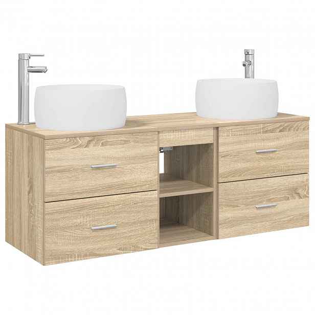 vidaXL Sada koupelnového nábytku 3 ks Dub sonoma 49,5 x 44,5 x 66 cm
