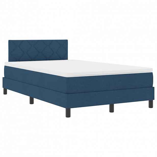 vidaXL Postel s boxspringem s LED pásky Modrá 120 x 190 cm textil
