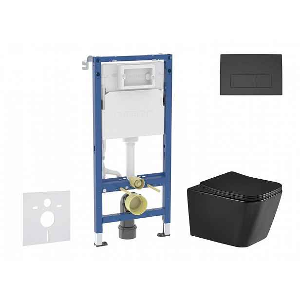 Geberit Duofix - Set předstěnové instalace, klozetu Arkas I a sedátka softclose, tlačítko Delta50, matná černá SANI11CA5513