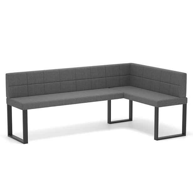 Idohome ROHOVÁ LAVICE SANA U pravá tkanina prošívaná, 128/168 cm, tmavě šedá