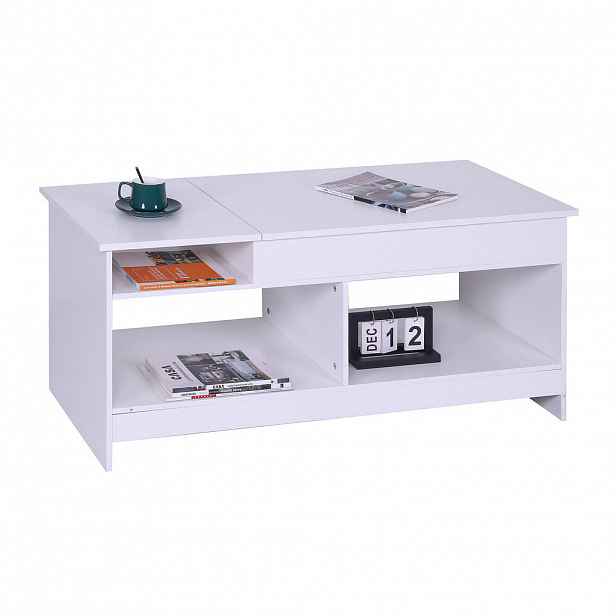 Relaxdays KONFERENČNÍ STOLEK Bílý se zvedací deskou 110x50 cm