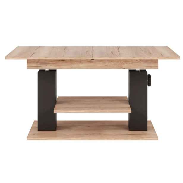 Szynaka Výškově nastavitelný rozkládací konferenční stolek Moduvo 120/170 cm dub Halifax/černý
