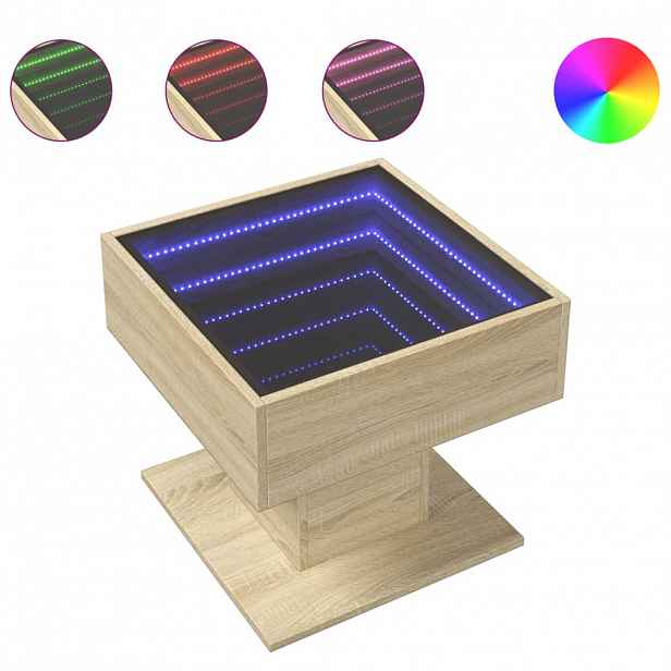 vidaXL Konferenční stolek s LED dub sonoma 50 x 50 x 45 cm kompozit