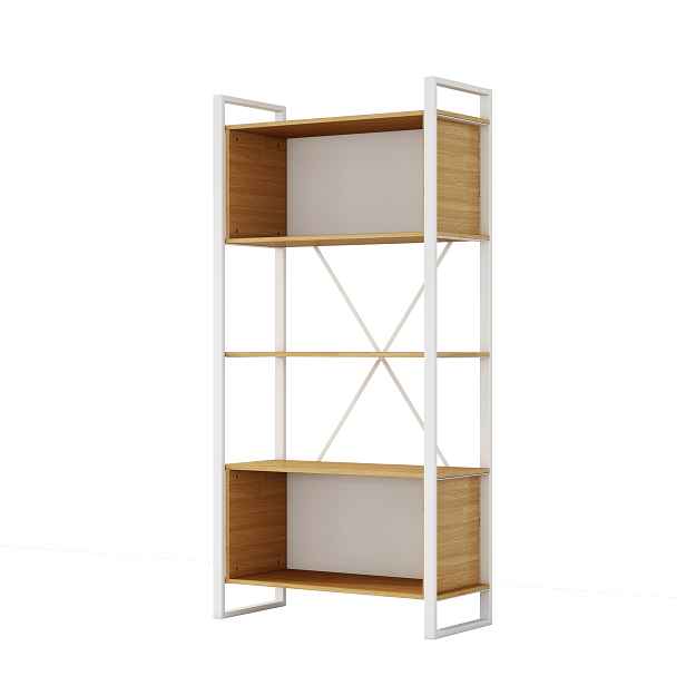 Vysoký kancelářský regál Houseland Nuvia Stack 90 cm dub/bílý