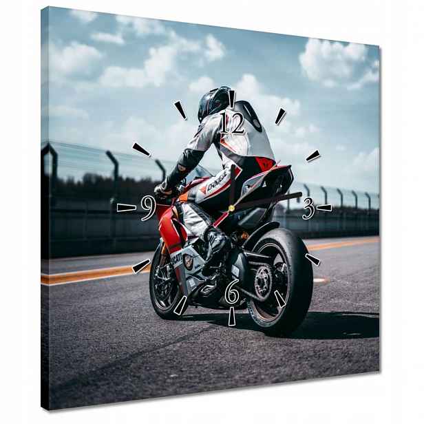 Hodiny 40x40 Motocyklista na trati