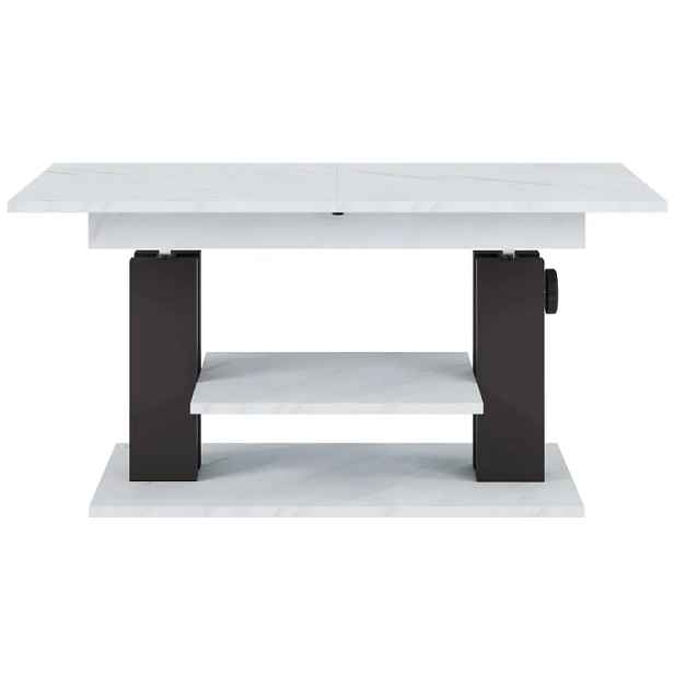 Szynaka Výškově nastavitelný rozkládací konferenční stolek Moduvo 120/170 cm mramor/černý