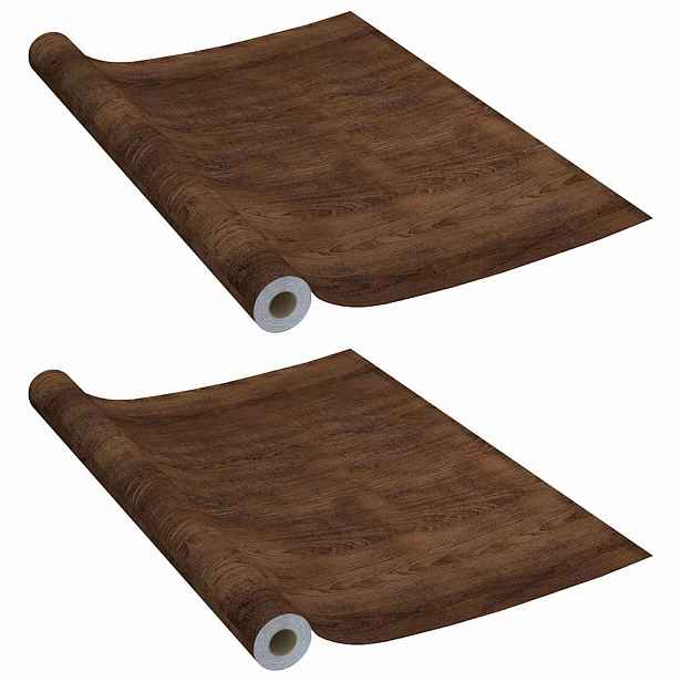 vidaXL Samolepící tapety na nábytek 2 ks tmavý dub 500 x 90 cm PVC