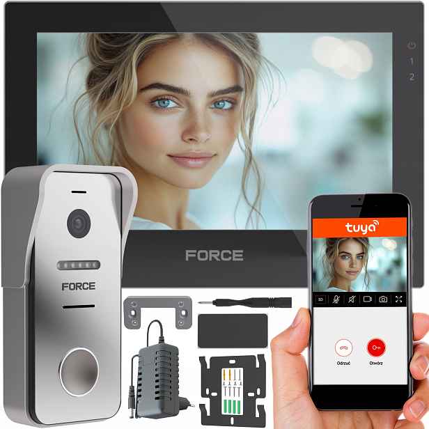 Videodomofon Force Prima Gt 7" Černý Full Hd Brána Furtka WiFi Tuya