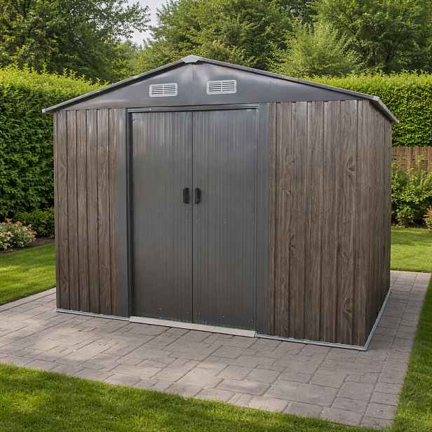 Zahradní domek BestBerg BBSH-608WT / 5,3 m² / 205 x 257 x 202 cm / dekor tmavé dřevo/taupe