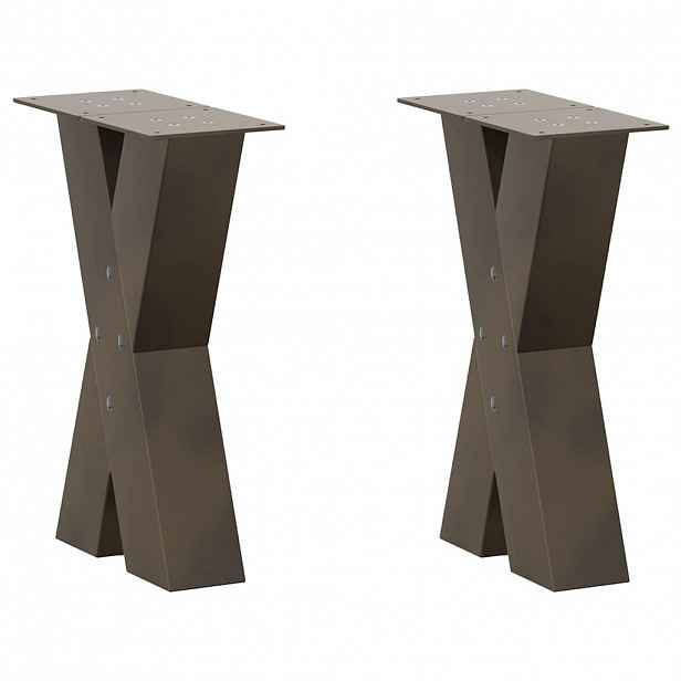 vidaXL Nohy konferenčního stolku ve tvaru X, 2 ks, přírodní ocel, 28 x (42-43) cm, ocel