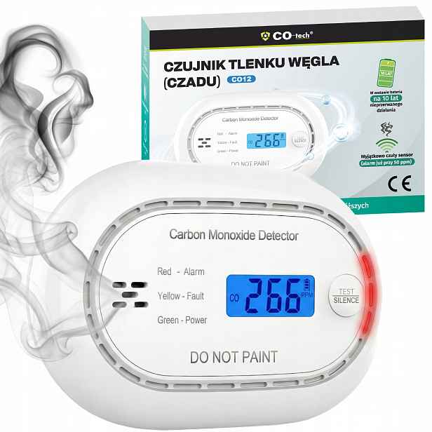 Detektor Oxidu Uhelnatého CO-Tech CO12 Baterie Na 10 Let Certifikovaný