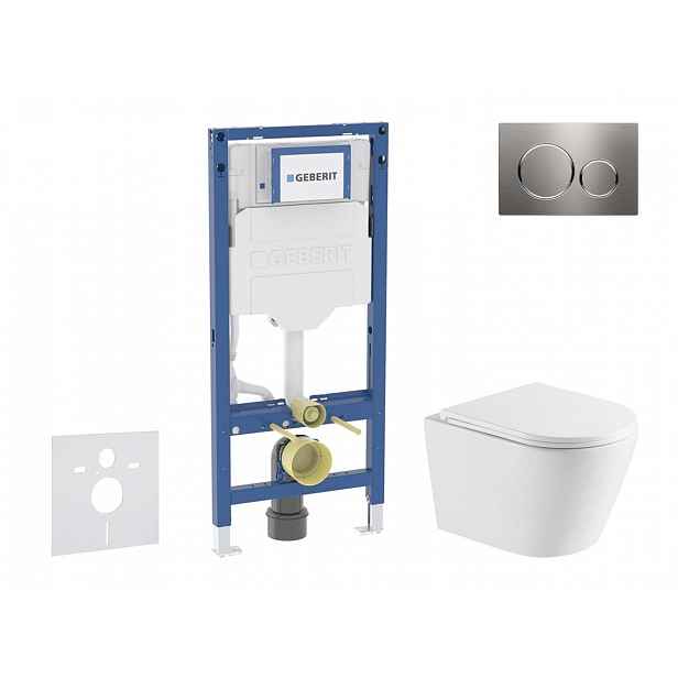 Geberit Duofix - Set předstěnové instalace, klozetu Nefia a sedátka softclose, tlačítko Sigma20, nerez SANI11CA6171