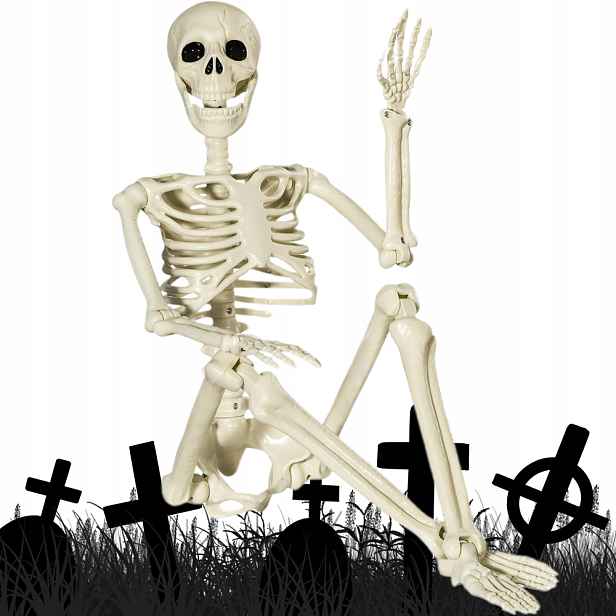 Halloween Kostra Stojící 94 CM Pohyblivé Klouby Dekorace Strašidelná Ozdoba