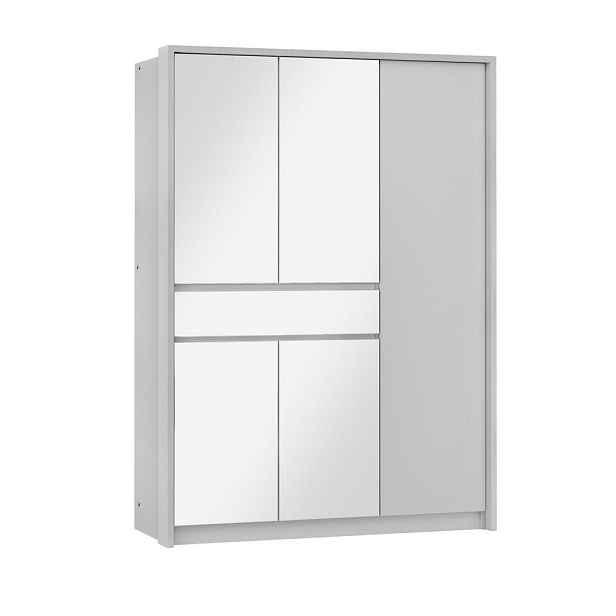 MASSENO ŠATNÍ SKŘÍŇ S POSUVNÝMI DVEŘMI RUMBLE, 151/217/65 cm 2dveřová se zrcadlem, bílá
