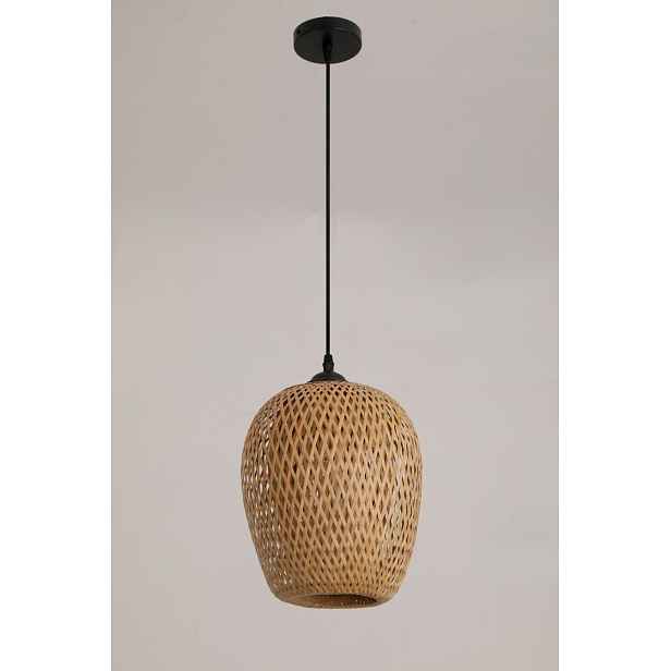 Bambusová závěsná lampa Bern M stropní přírodní 35 cm 1xE27 béžová/černá