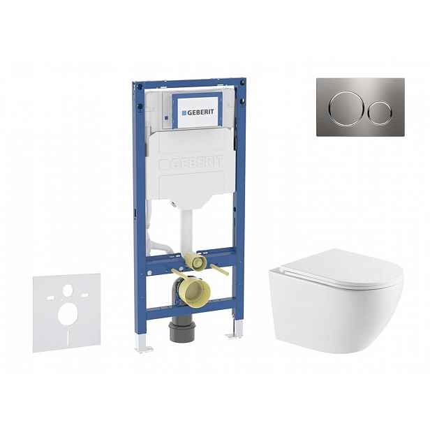 Geberit Duofix - Set předstěnové instalace, klozetu Oudee a sedátka softclose, tlačítko Sigma20, nerez SANI11CA6172