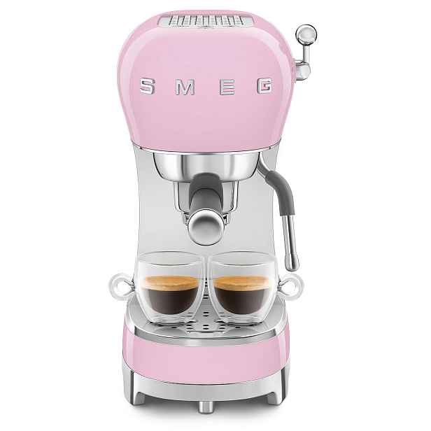 Smeg Pákový kávovar na espresso/cappucino ECF02, 50's Retro Style, pastelově růžová ECF02PKEU