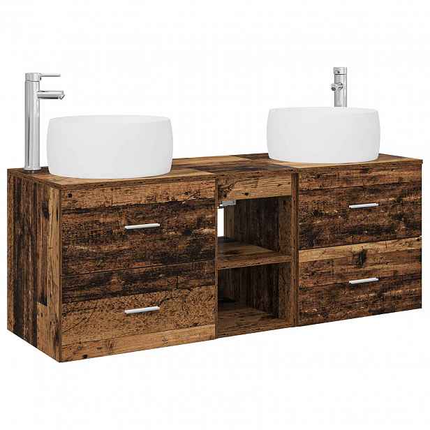 vidaXL Sada koupelnového nábytku 3 ks Staré dřevo 49,5 x 44,5 x 66 cm