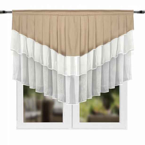 Hotové Záclony Voál Oblouk Vrstvené 150 x 130 cm Cappuccino
