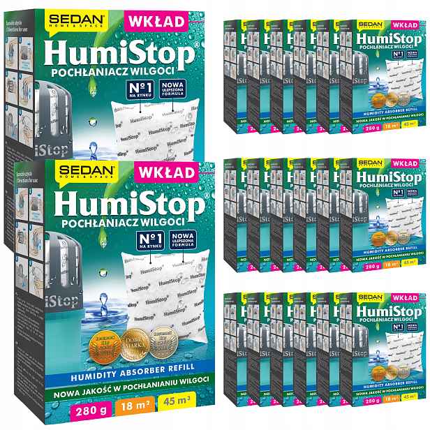 Humistop 20x Náhradní náplň do pohlcovače vlhkosti 280 g Silné náplně Atest Pzh