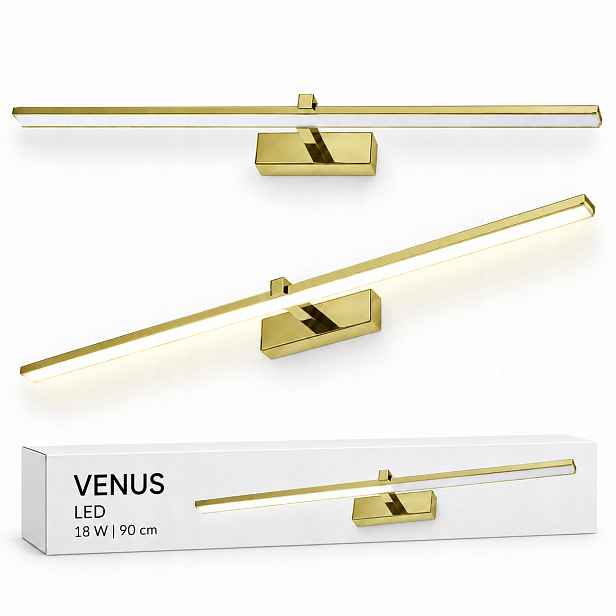 Koupelnová lampa Venus 18W 90 cm zlatá Led nad zrcadlo 4200K IP44 1100lm