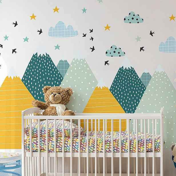 Nástěnná samolepka Ambiance Giant Kid Sticker Scandinavian Mountains Ziska