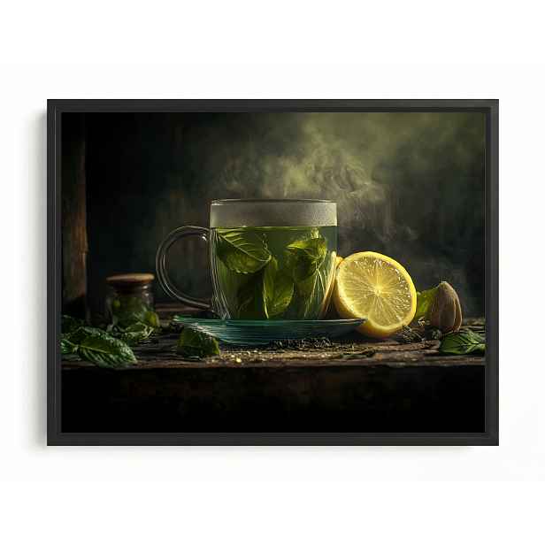 Rám Na Obraz Americká Krabička Zelený Čaj Nálev Bylinkový Šálek 80x60