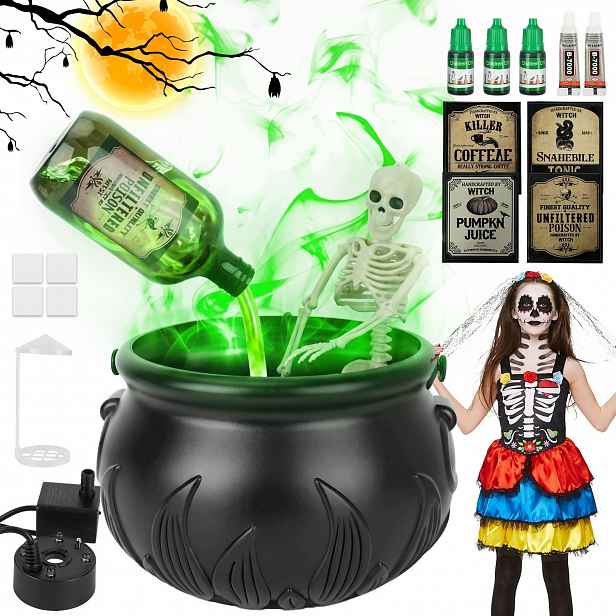 Sada halloweenských dekorací s mlhovým strojem pro dům a zahradu