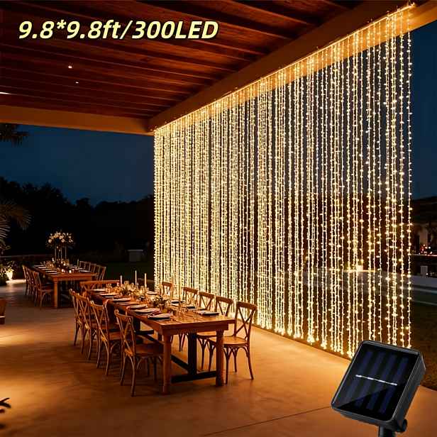 TEMU 8-režimové solární LED světla ve tvaru hvězdy s vodopádem pro vnitřní i venkovní dekorace, zahradu, terasu, párty, moderní domov, vánoční a
