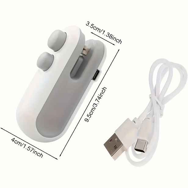 TEMU Zátěrka na svačinové sáčky | Celkem 1 zátěrka + 1 USB nabíjecí kabel s vestavěnou lithiovou baterií, nízká spotřeba energie, ruční magnetickou