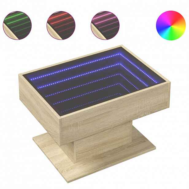 vidaXL Konferenční stolek s LED dub sonoma 70 x 50 x 45 cm kompozit