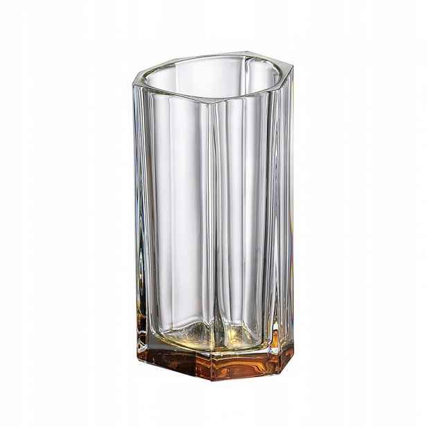 Bohemia Křišťálová váza Bazalt Amber Bottom, jantarové dno 25 cm