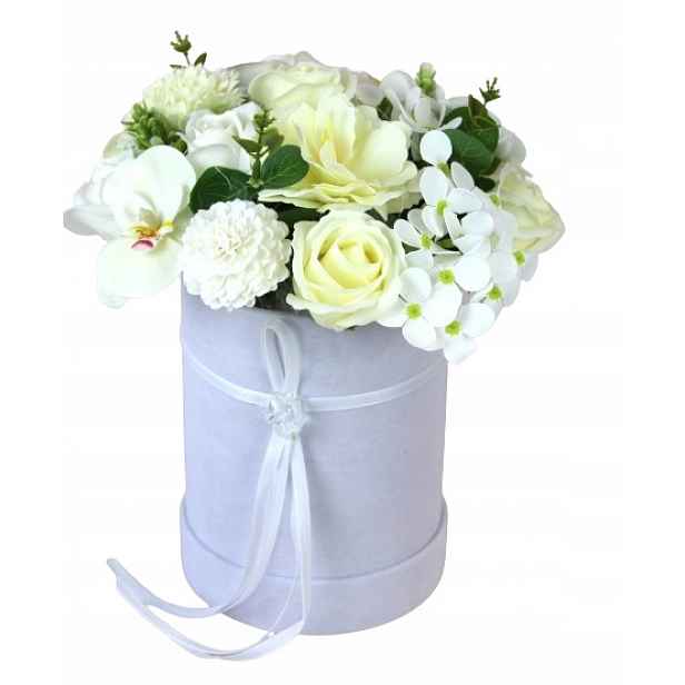 Flower Box Velurové Mýdlové Květiny Kytice Dárek Svátek Matek Svaté Přijímání Svatba