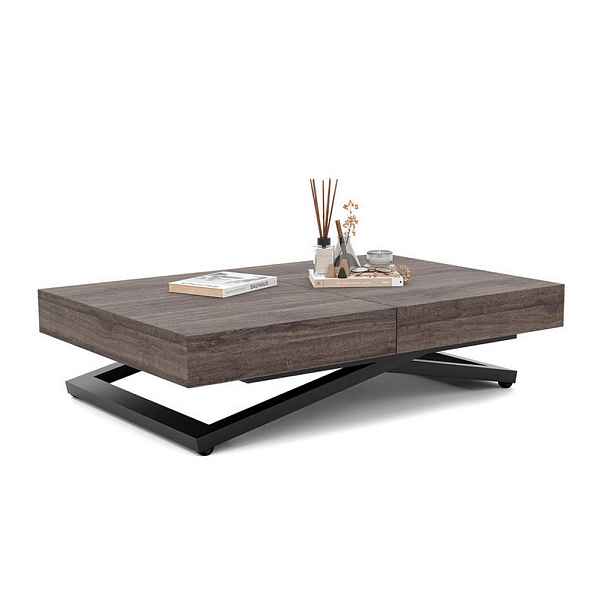 Idohome KONFERENČNÍ STOLEK SANELLE rozkládací se zvedací deskou, 120/80/76 cm, černý / dub Sherman