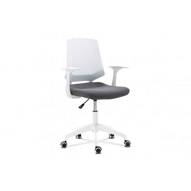 Kancelářská židle, sedák šedá látka, bílý PP - 65 x 55 x 92-101 cm