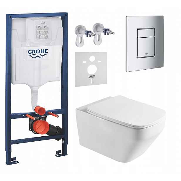 Podomítkový Wc set Grohe s mísou Naron a tlačítkem Chrom