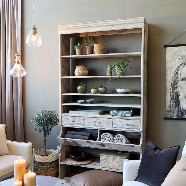 Přírodní dřevěná knihovna Gemma - 124*34*222 cm Chic Antique