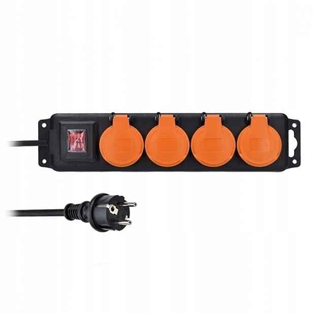 Prodlužovací kabel venkovní 230V/16A 5m, 4 zásuvky, 3x 1,5mm, IP44
