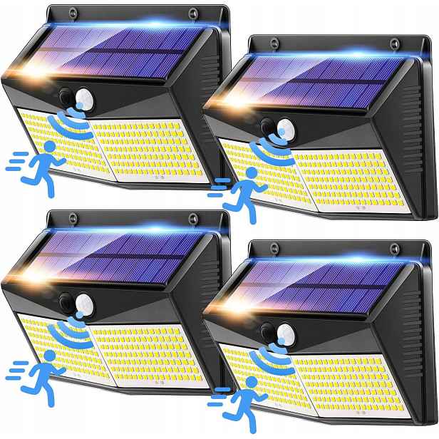 Solární lampa 4 nástěnné zahradní lampy 248 Led