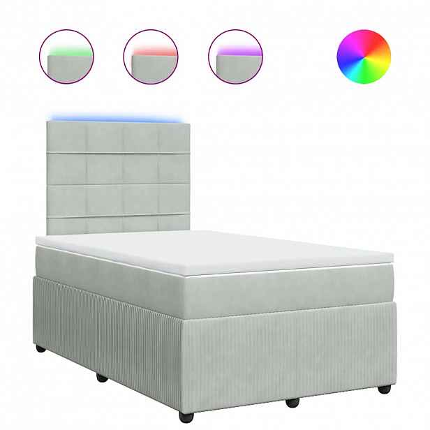 vidaXL Box spring postel s matrací světle šedá 120 x 200 cm samet