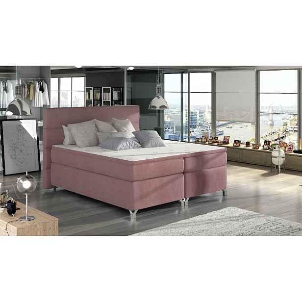 Boxspring Amadeo Rozměr: 180 x 200 cm, látka: MatVelvet 63, Varianta: S LED osvětlení