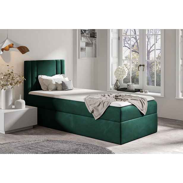 Boxspringová postel CELESTA MINI - 80x200, zelená + topper ZDARMA